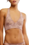 Free People Talk About It Floral Lace Soft Bra In Brown