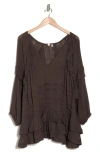 Free People Tamasi Ruffle Tunic In Carbon