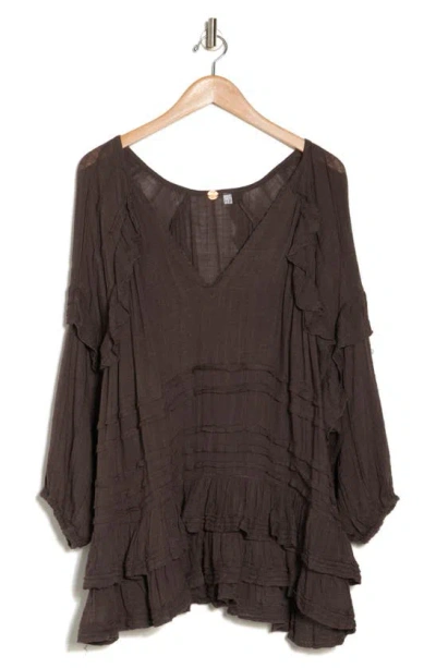 Free People Tamasi Ruffle Tunic In Brown