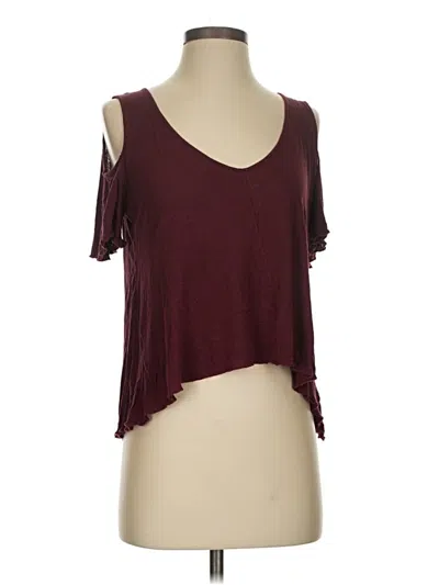 Pre-owned Free People Tank Top Burgundy Cold Shoulder Neckline Tops