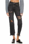 Free People Tapered Baggy Boyfriend Jeans In Obsidian In Black