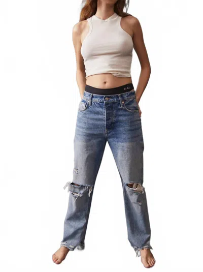 Free People Tappered Baggie Boyfriend Jeans In Mid Century Blue