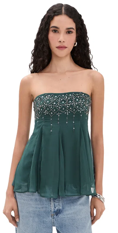 Free People Tara Embellished Tube Top Midnight Mountain In Green