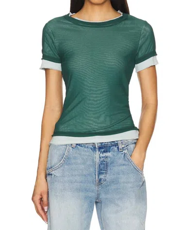 FREE PEOPLE TASHA SHORT SLEEVE TEE IN ICY LAKE COMBO