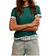 Free People Tasha Short Sleeve Tee In Icy Lake Combo In Green