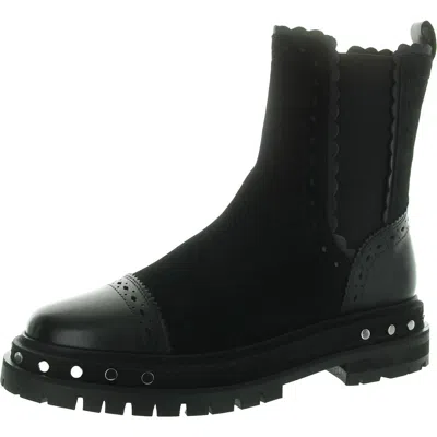 Free People Tate Boot Womens Leather Round Toe Chelsea Boots In Black