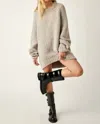 FREE PEOPLE TEDDY SWEATER TUNIC IN SILVER CLOUDS