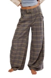 Free People Tegan Wide Leg Pants In Blue Grey Combo