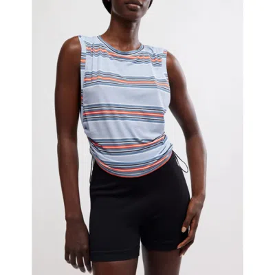 Free People Tempo Sport Mode Tank Top Women's Blue Striped Sleeveless Ddr2436