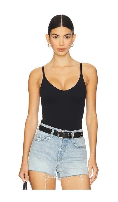 Free People Textured Triangle Bodysuit In Black