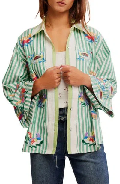 FREE PEOPLE FREE PEOPLE THE BIRD EMBROIDERED BUTTON-UP SHIRT