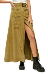 Free People The Feeling Of Falling Belted Maxi Skirt In Green