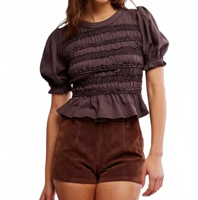 Free People The Maxey Knit Top In French Chocolate In Multi
