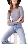 Free People The Rickie Mock Neck Long Sleeve Top In Grey Haze