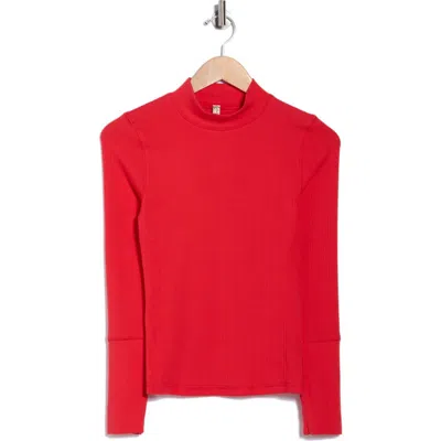 Free People The Rickie Mock Neck Long Sleeve Top In Red