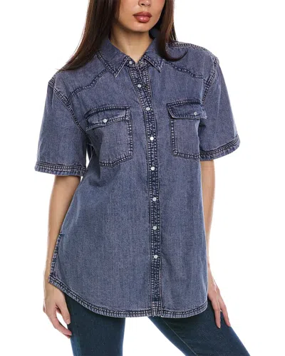 Free People The Short Of It Denim Shirt In Pink