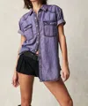 FREE PEOPLE THE SHORT OF IT DENIM TOP IN ORCHID OVERDYE