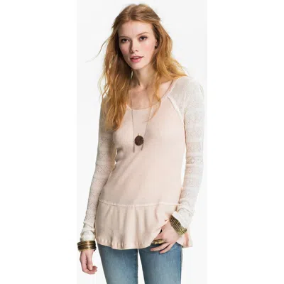 Free People Thermal Peplum Top In Ivory Combo