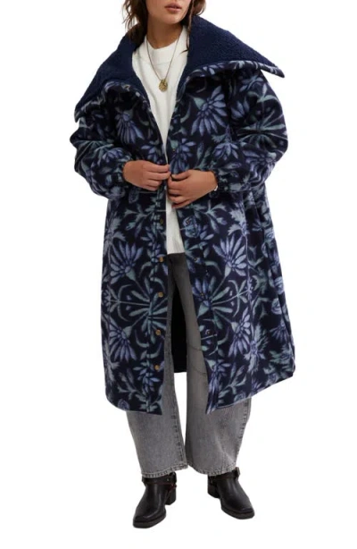 Free People This Love Floral Wing Collar Cardigan In Night Sky Combo