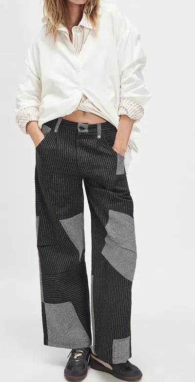 Free People This Or That Patchwork Wide Leg Pants In Black Combo In Multi