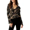 Free People Through The Meadow Ruched Mesh Top In Black Combo