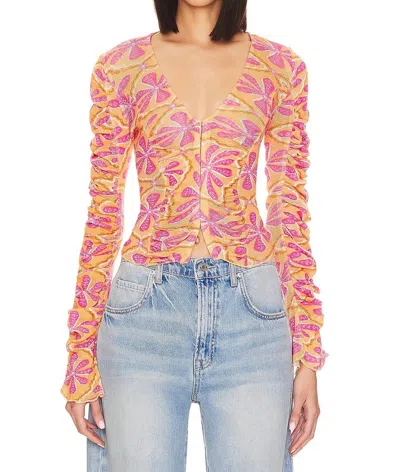 Free People Through The Meadow Top In Grapefruit Seltzer In Multi