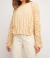 Free People Throwback Long Sleeve Scoopneck Top In Sand Combo In Multi