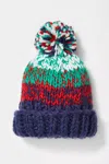 Free People Tide Stripe Knit Pom Beanie In Navy In Blue