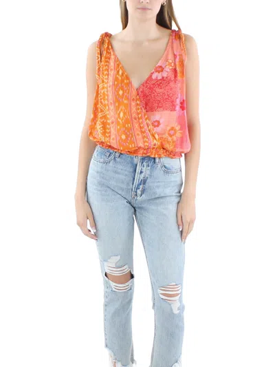 Free People Tied To You Womens Printed Tank Wrap Top In Multi
