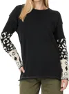 Free People Tiger Style Long Sleeve Cotton Blend T-shirt In Black