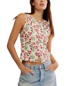 Free People Tilly Button Front Slim Fit Cropped Vest In Antique Ivory