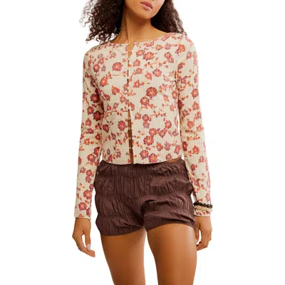 Free People Tilly Long-sleeve Cardigan In Tea Combo In Animal Print