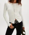 Free People Tilly Rib Long Sleeve Button-up Top In White