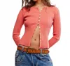 Free People Tilly Long Sleeve Cardigan In Crabapple In Pink