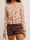 Free People Tilly Long-sleeve Cardigan In Tea Combo In Animal Print