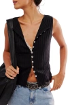 Free People Tilly Rib Button-up Top In Black