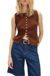 Free People Tilly Rib Button-up Top In Brown