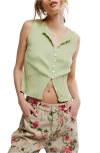 Free People Tilly Rib Button-up Top In Green