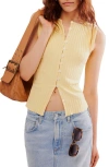 Free People Tilly Rib Button-up Top In Mellow Yellow