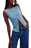 Free People Tilly Ribbed Stretch-cotton Tank In Ocean View