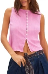 Free People Tilly Rib Button-up Top In Pink