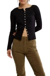 Free People Tilly Rib Long Sleeve Button-up Top In Black