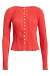Free People Tilly Rib Long Sleeve Button-up Top In Red