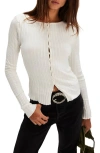 Free People Tilly Rib Long Sleeve Button-up Top In White