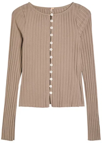 Free People Tilly Ribbed Stretch-cotton Top In Brown