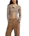Free People Tilly Rib Long Sleeve Button-up Top In Gray