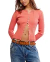 Free People Tilly Rib Long Sleeve Button-up Top In Pink