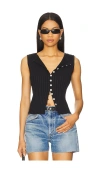 Free People Tilly Rib Button-up Top In Black