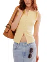 Free People Tilly Rib Button-up Top In Mellow Yellow