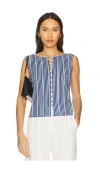 Free People Tilly Button Front Slim Fit Cropped Vest In Navy Combo